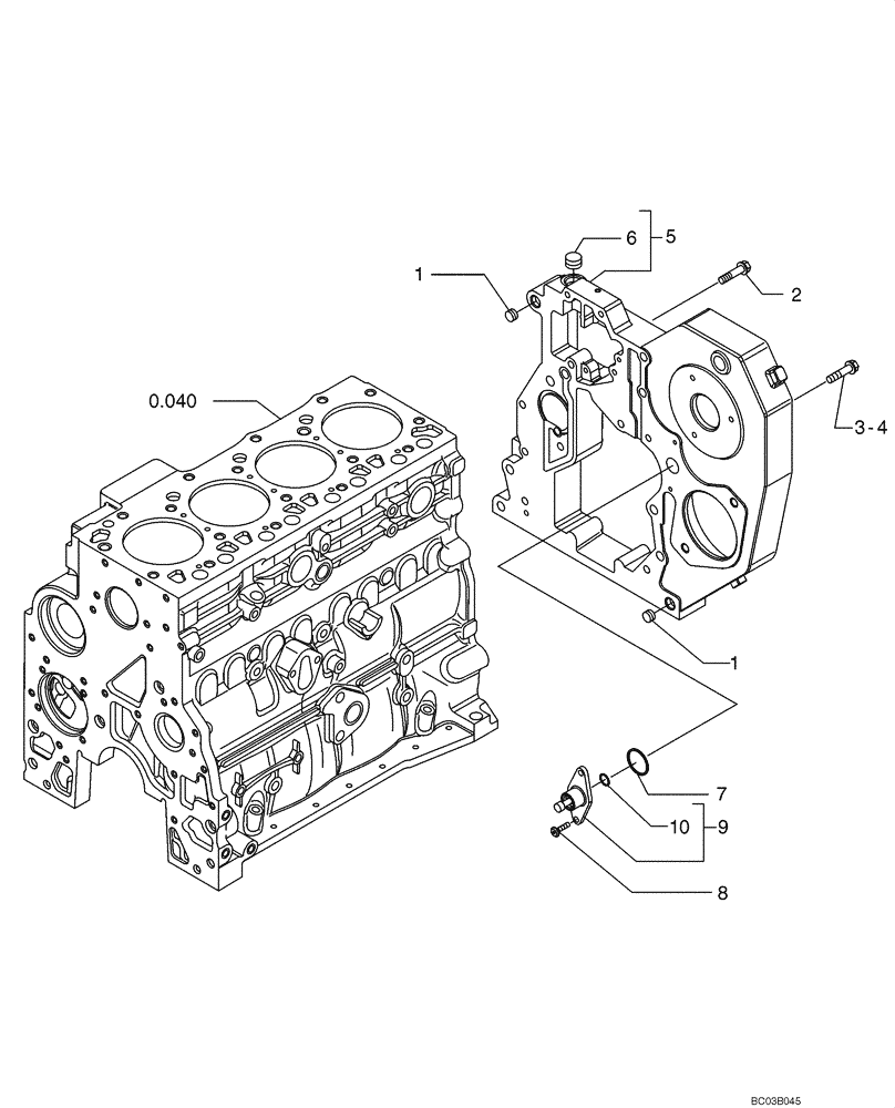 Схема запчастей Case 521D - (0.043[01]) - CYLINDER BLOCK - COVERS (02) - ENGINE