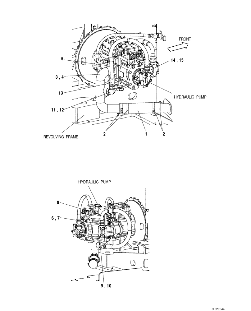 Схема запчастей Case CX135SR - (08-006) - PUMP SUCTION LINE - MODELS WITH DOZER BLADE (08) - HYDRAULICS