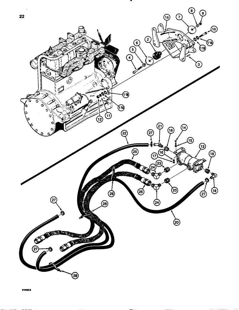 Схема запчастей Case 780B - (022) - ENGINE MOUNTING AND OIL COOLING, OIL COOLER (02) - ENGINE