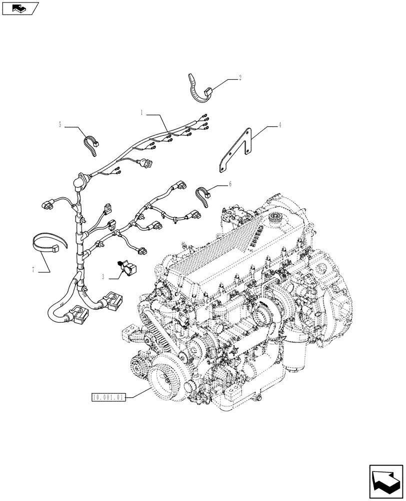 Схема запчастей Case F2CFE614B A002 - (55.100.05) - MOTOR ELECTRIC INSTALLATION (55) - ELECTRICAL SYSTEMS