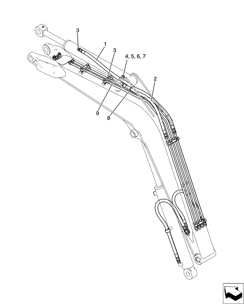 Схема запчастей Case CX31B - (03-011[00]) - HYD LINES, CYLINDER (35) - HYDRAULIC SYSTEMS