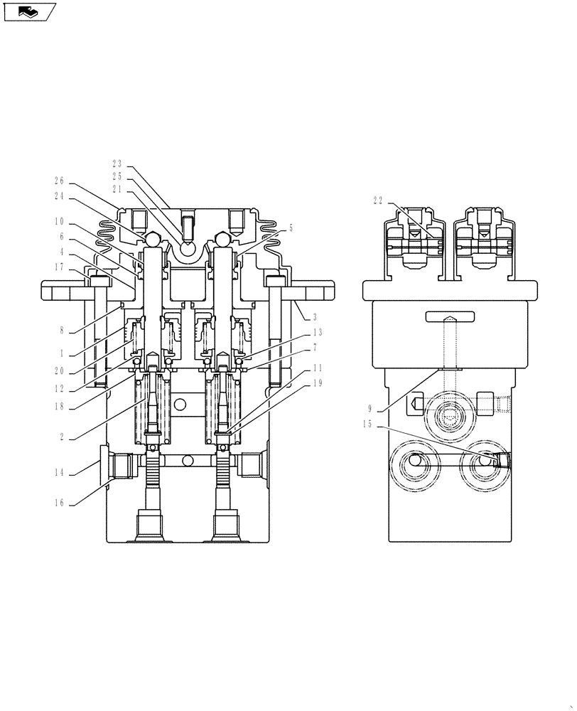 Схема запчастей Case CX27B ASN - (35.310.04) - PILOT VALVE ASSSY (35) - HYDRAULIC SYSTEMS