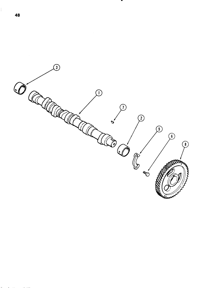 Схема запчастей Case 580SE - (048) - CAMSHAFT, 4T-390 AND 4-390 DIESEL ENGINE (02) - ENGINE