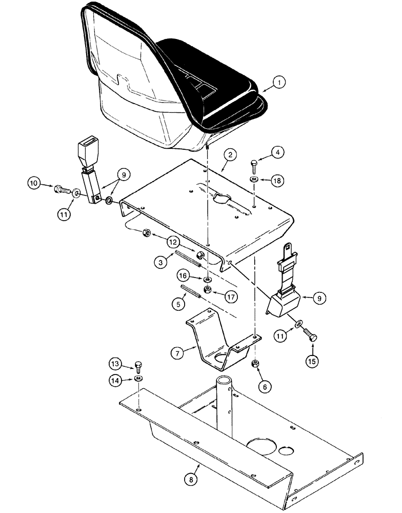 Схема запчастей Case 960 - (09-05) - SEAT MOUNTING (09) - CHASSIS