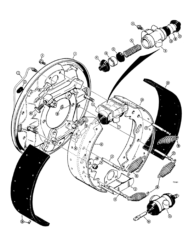 Схема запчастей Case 680CK - (102) - WHEEL CYLINDERS, BRAKE SHOES AND LINING KITS, L47295, L52065 AND L54047 REAR AXLES (33) - BRAKES & CONTROLS