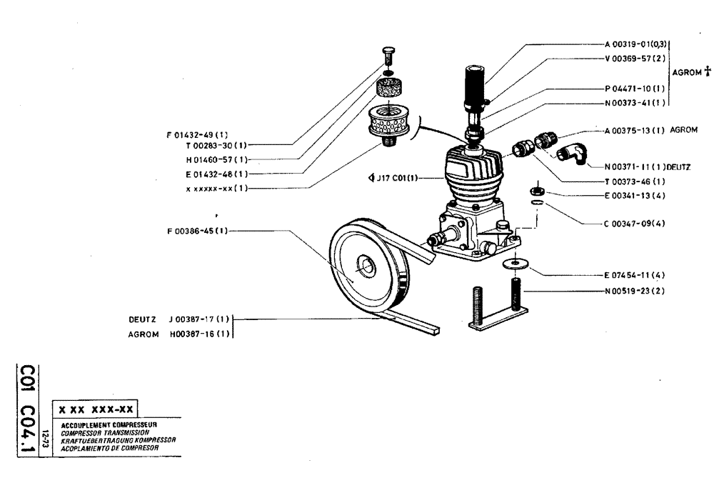 Схема запчастей Case TY45 - (C01 C04.1) - COMPRESSOR TRANSMISSION (03) - TRANSMISSION