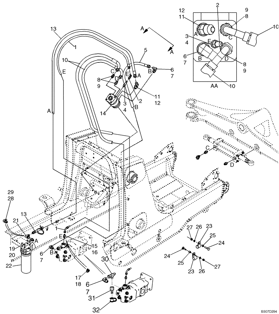 Схема запчастей Case 580SM - (05-02) - HYDRAULICS - STEERING (05) - STEERING