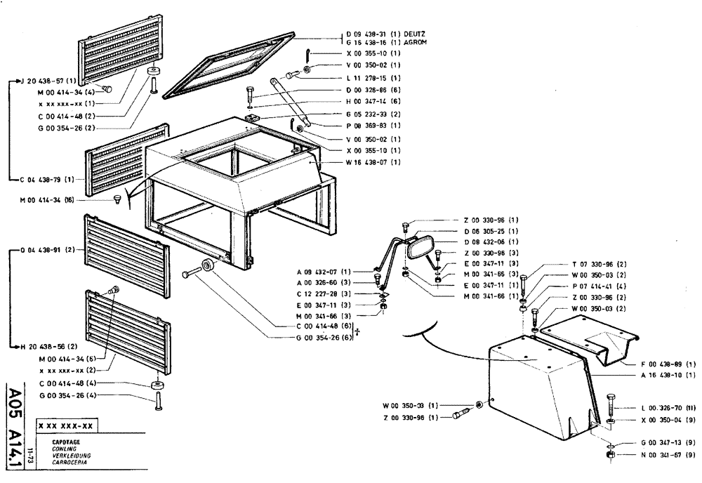 Схема запчастей Case TY45 - (A05 A14.1) - COWLING (05) - UPPERSTRUCTURE CHASSIS