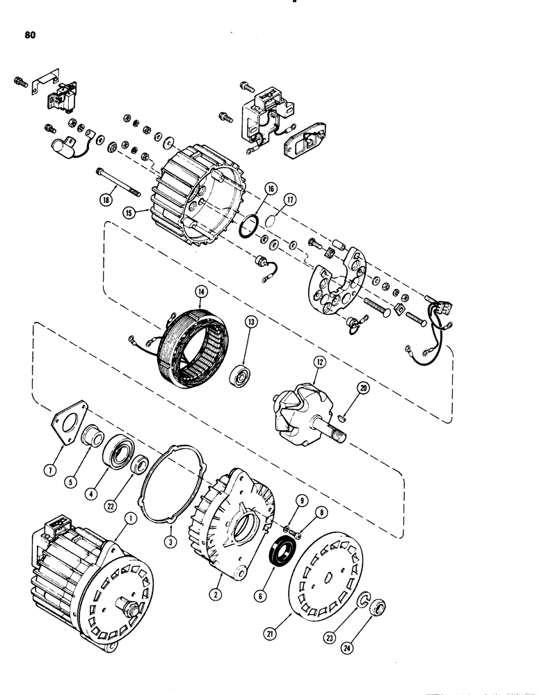 Схема запчастей Case 1150C - (080) - R36588 ALTERNATOR, MOTOROLA NO. 70D44966E01 (04) - ELECTRICAL SYSTEMS