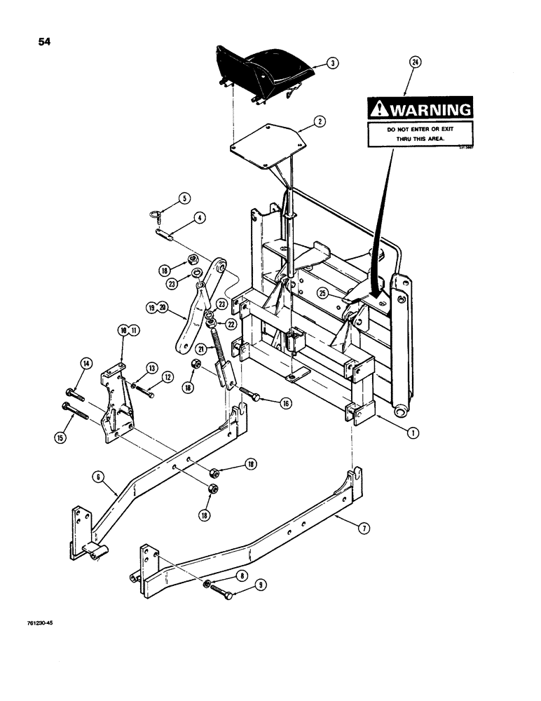 Схема запчастей Case D100XR - (9-54) - MOUNTING FRAME AND SEAT, USED ON 380 CK LOADER BACKHOE 