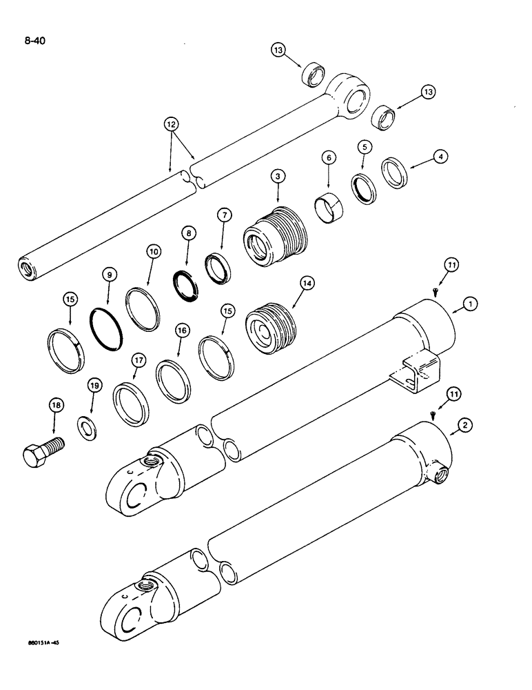 Схема запчастей Case W14B - (8-40) - BUCKET CYLINDERS - G108393 AND G108394 (08) - HYDRAULICS