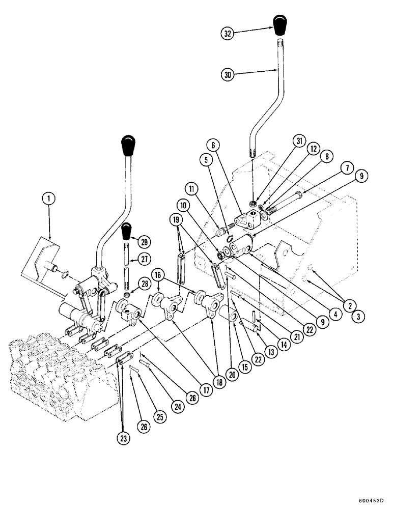 Схема запчастей Case FH4 - (3-07A) - REAR MOUNTED BACKHOE CONTROL INSTALLATION - DUAL LEVER (84) - BOOMS, DIPPERS & BUCKETS