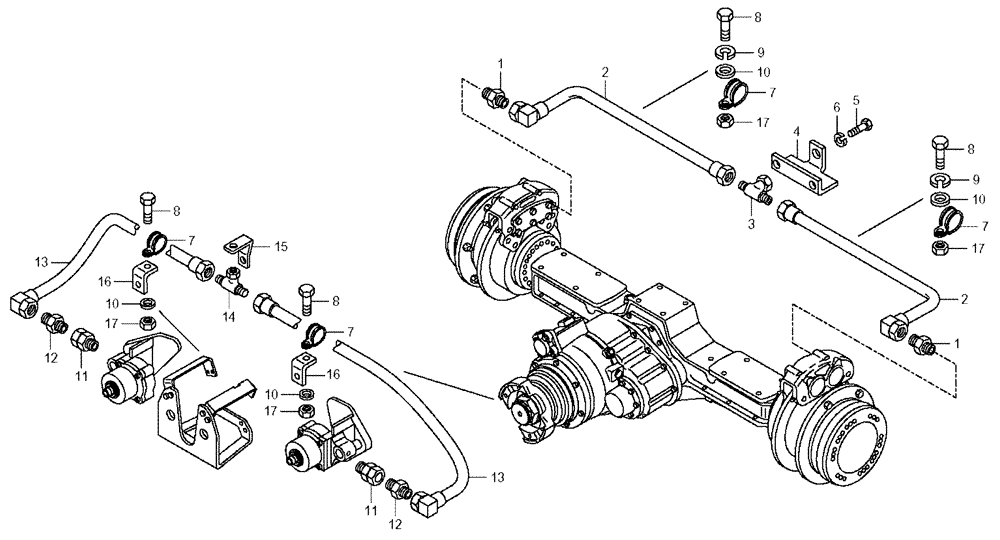 Схема запчастей Case 330 - (47A00011655[02]) - BRAKE SYSTEM - INTERMEDIATE AXLE (09) - Implement / Hydraulics / Frame / Brakes