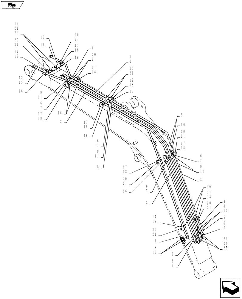 Схема запчастей Case CX55BMSR - (03-005[00]) - HYD LINES, BOOM 2.98M (35) - HYDRAULIC SYSTEMS