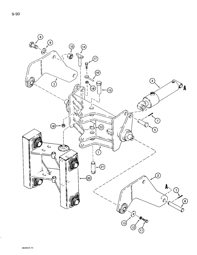 Схема запчастей Case 360 - (9-090) - PLOW FRONT FRAME AND CYLINDERS (09) - CHASSIS/ATTACHMENTS