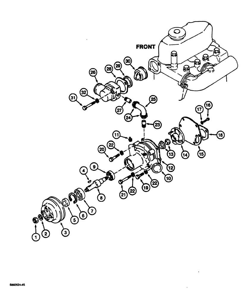 Схема запчастей Case CASE - (2-12) - WATER PUMP (02) - ENGINE