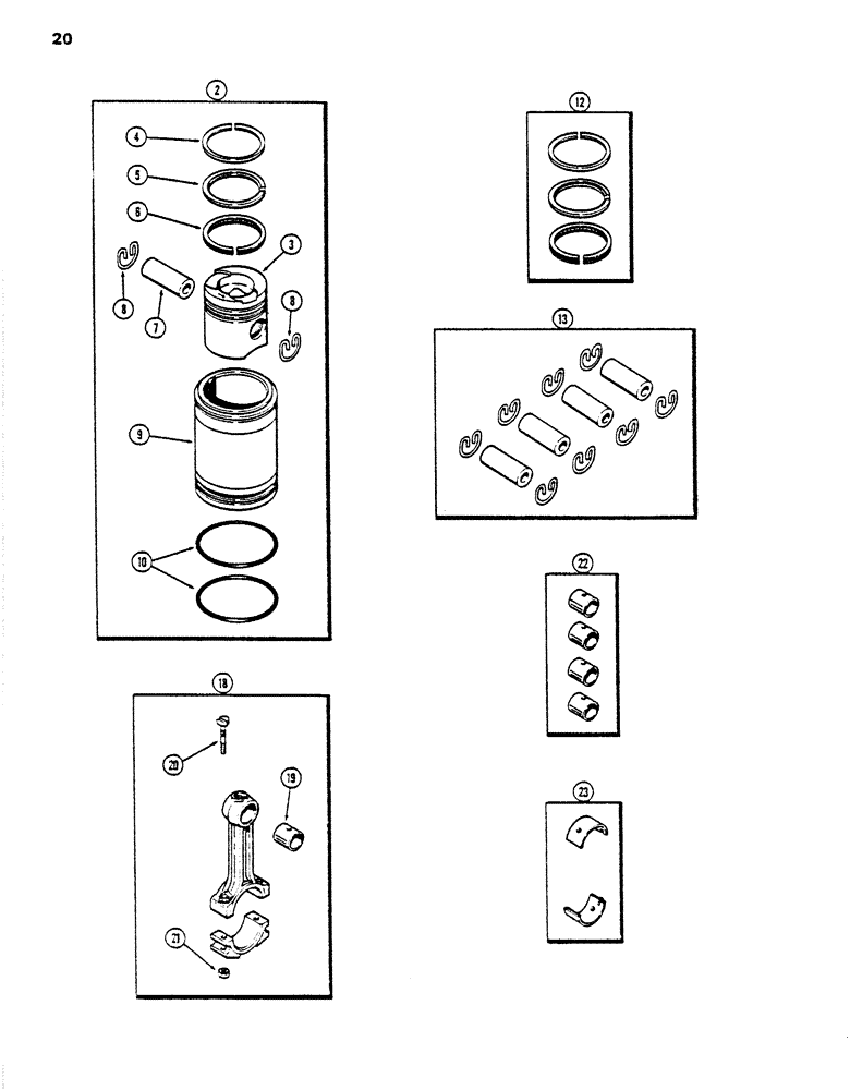 Схема запчастей Case DH5 - (20) - PISTONS (10) - ENGINE