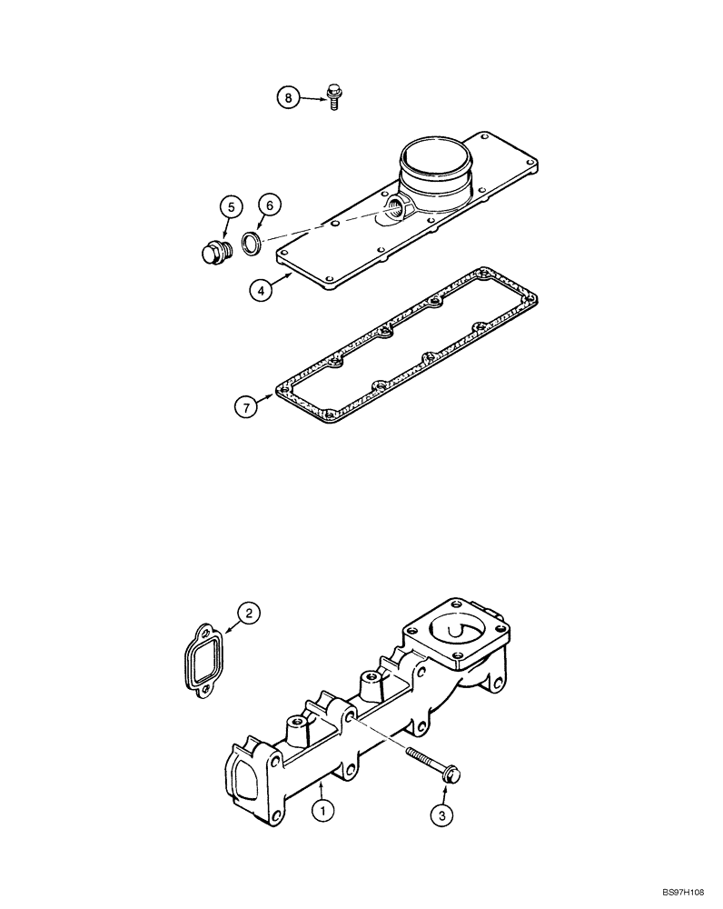 Схема запчастей Case 550H-IND - (02-12) - MANIFOLDS, 4-390 EMISSIONS CERTIFIED ENGINE, EXHAUST, INTAKE (02) - ENGINE