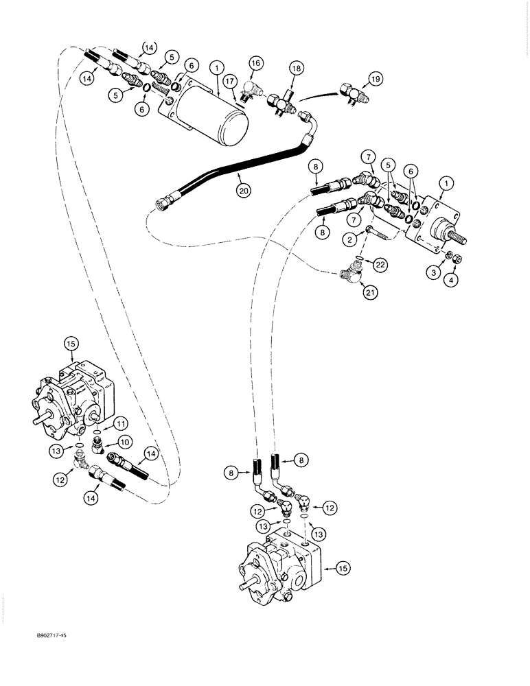 Схема запчастей Case 1818 - (6-14) - HYDROSTATIC DRIVE HYD CIRCUIT VARIABLE DISPLACEMENT PUMPS TO HYDROSTATIC DRIVE MOTORS (06) - POWER TRAIN