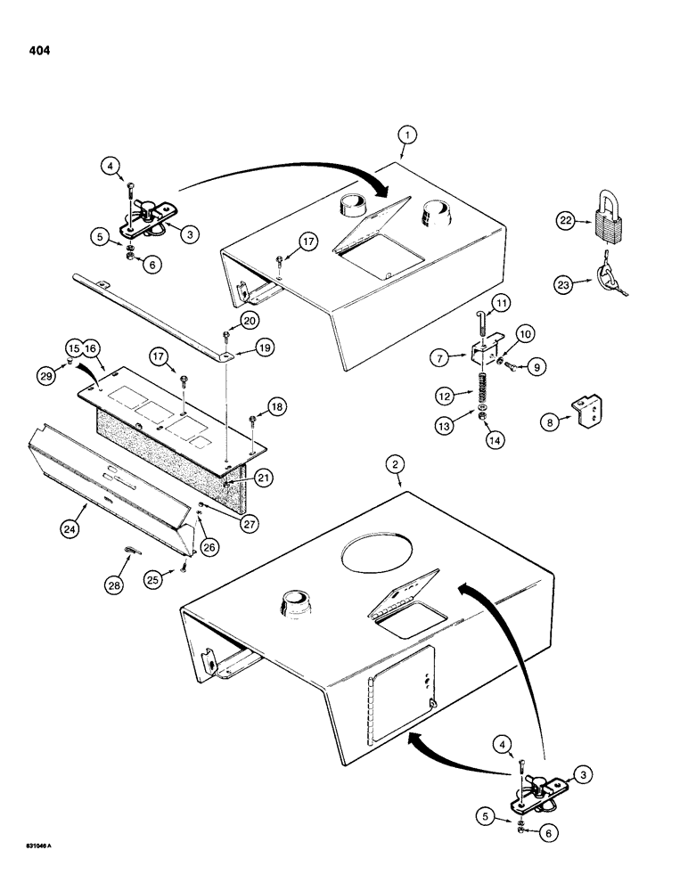 Схема запчастей Case 1150D - (404) - HOOD AND INSTRUMENT PANEL COVER, DOZER AND DRAWBAR MODELS (09) - CHASSIS/ATTACHMENTS