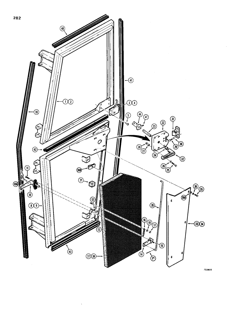 Схема запчастей Case W24B - (282) - CAB DOORS (09) - CHASSIS