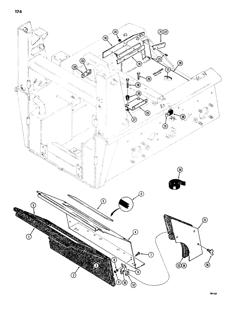 Схема запчастей Case 1830 - (174) - NOISE CONTROL (90) - PLATFORM, CAB, BODYWORK AND DECALS