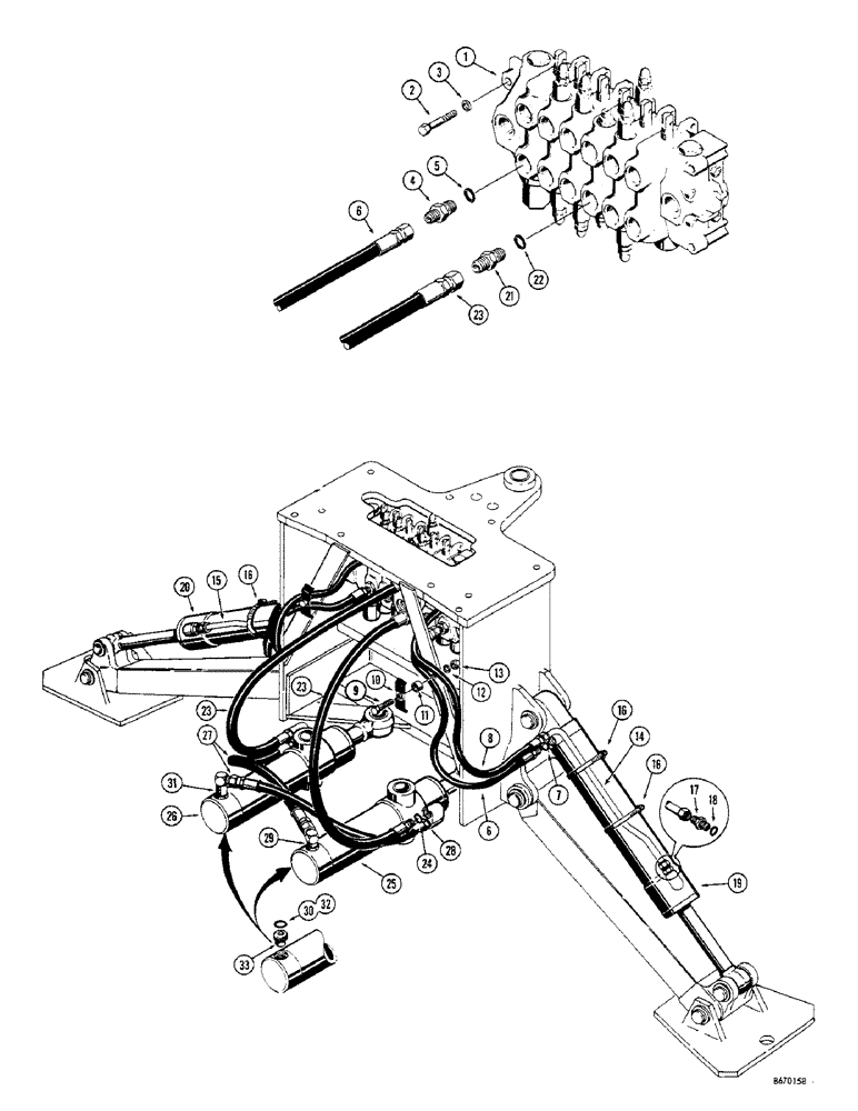 Схема запчастей Case 33S - (130) - SWING AND STABILIZER CYLINDER HYDRAULICS, * (EARLY 