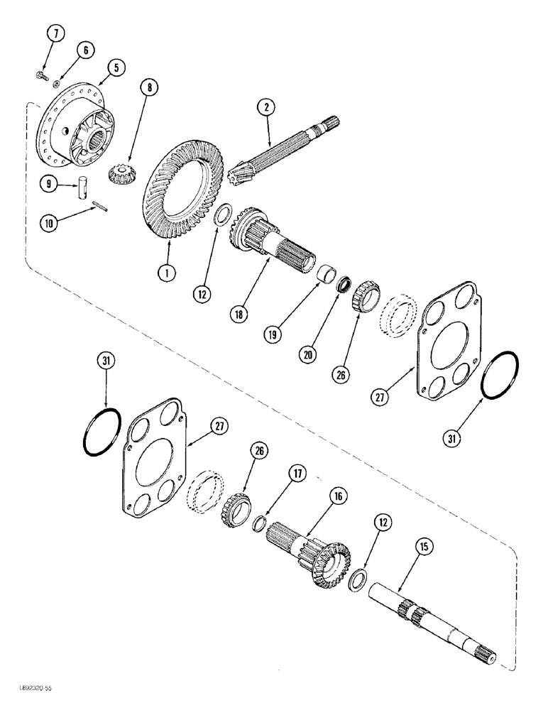 Схема запчастей Case 480F LL - (6-56) - TRANSAXLE, DIFFERENTIAL (06) - POWER TRAIN