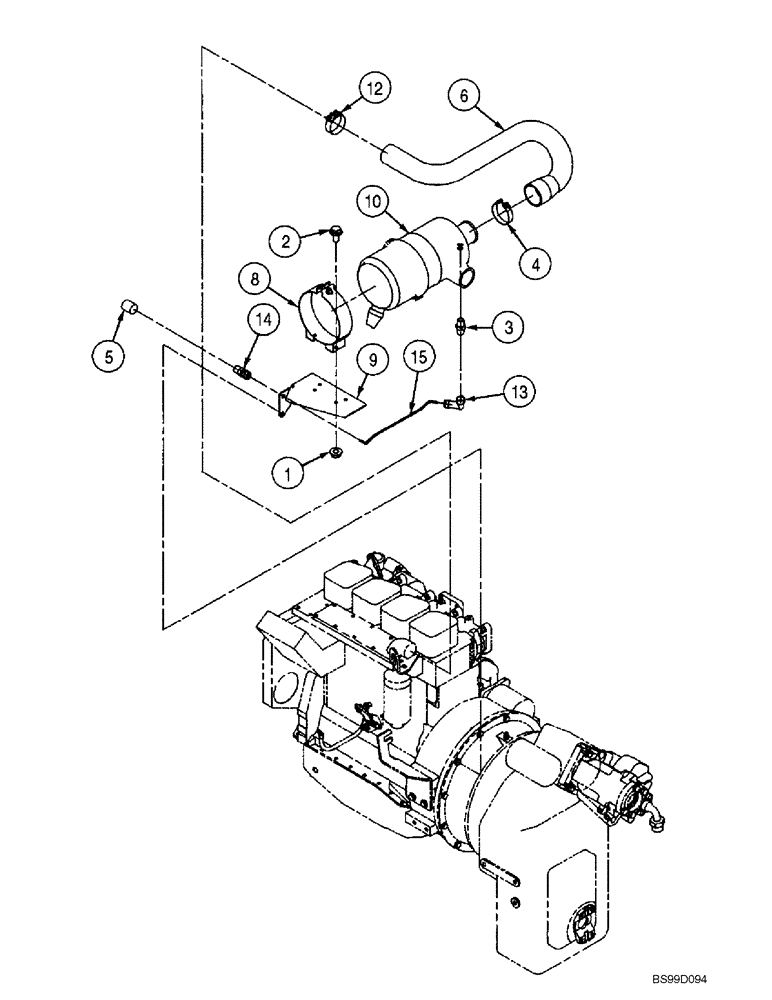 Схема запчастей Case 686G - (2-10) - AIR CLEANER AND AIR INTAKE - NATURALLY ASPIRATED ENGINE (02) - ENGINE