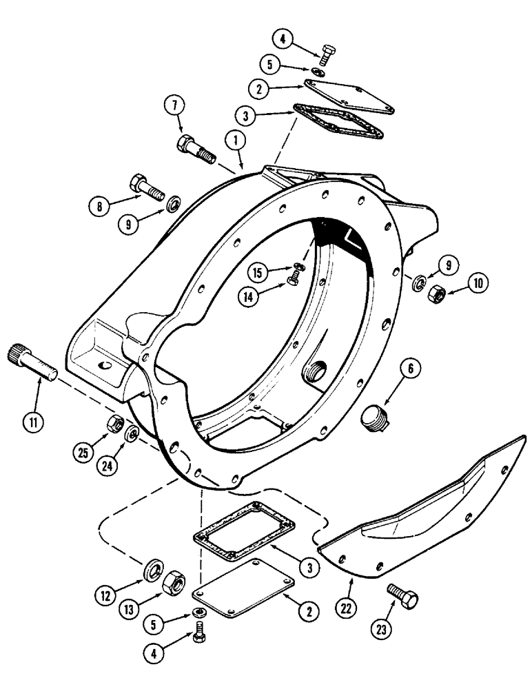 Схема запчастей Case W14 - (034) - FLYWHEEL HOUSING, 336BD AND 336BDT DIESEL ENGINE, PRIOR TO ENGINE S/N 10177925 (02) - ENGINE