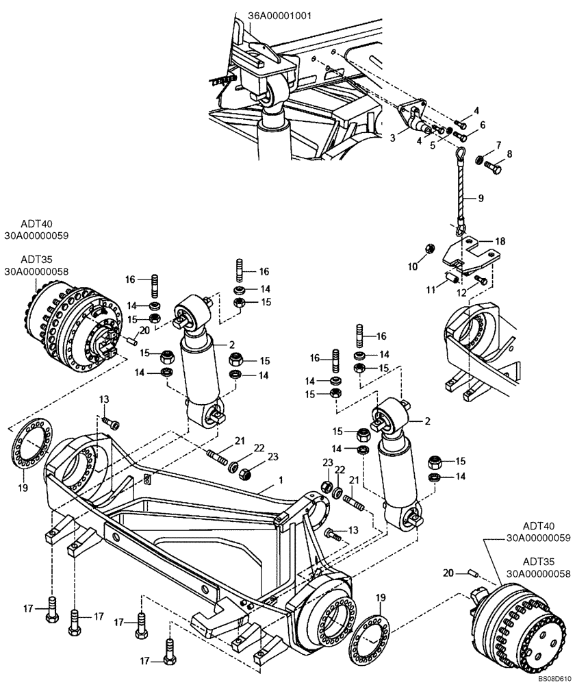 Схема запчастей Case 340B - (38A00020675[001]) - CYLINDERS, FRONT SUSPENSION (87672320) (09) - Implement / Hydraulics / Frame / Brakes