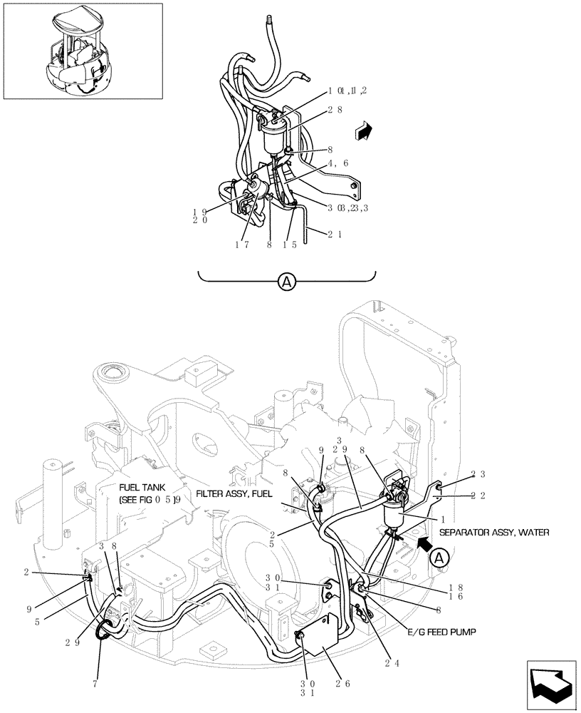 Схема запчастей Case CX22B - (052-01[1]) - FUEL LINES (10) - ENGINE