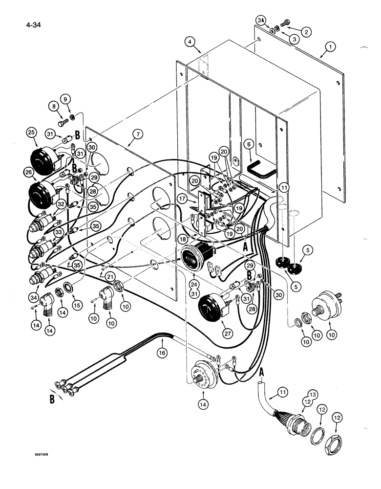 Схема запчастей Case 1085B - (4-034) - INSTRUMENT PANEL ELECTRICAL HARNESS (04) - ELECTRICAL SYSTEMS