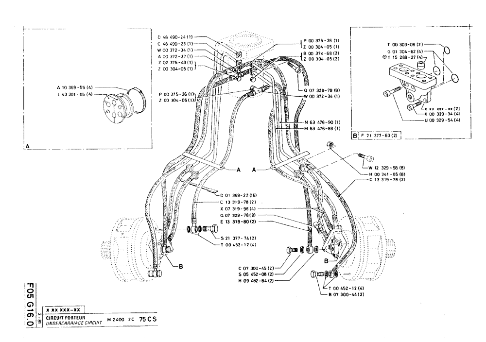 Схема запчастей Case 75C - (F05 G16.0) - UNDERCARRIAGE CIRCUIT - 75CS M2400 2C (07) - HYDRAULIC SYSTEM