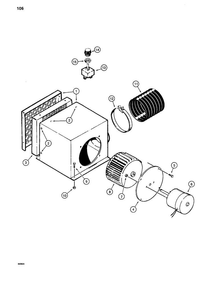 Схема запчастей Case 880C - (106) - HEATER, PIN 6205236 AND AFTER (05) - UPPERSTRUCTURE CHASSIS