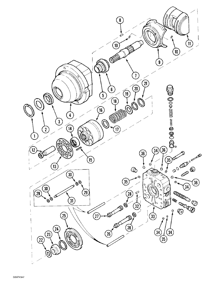 Схема запчастей Case 170C - (6-10) - TRACK DRIVE HYDRAULIC MOTOR (06) - POWER TRAIN