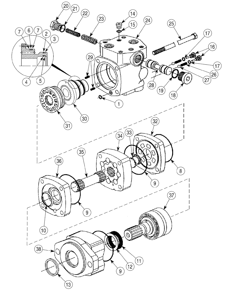 Схема запчастей Case 6030 - (08-04) - MOTOR, HYDRAULIC, TWO-SPEED SPEED (08) - HYDRAULICS