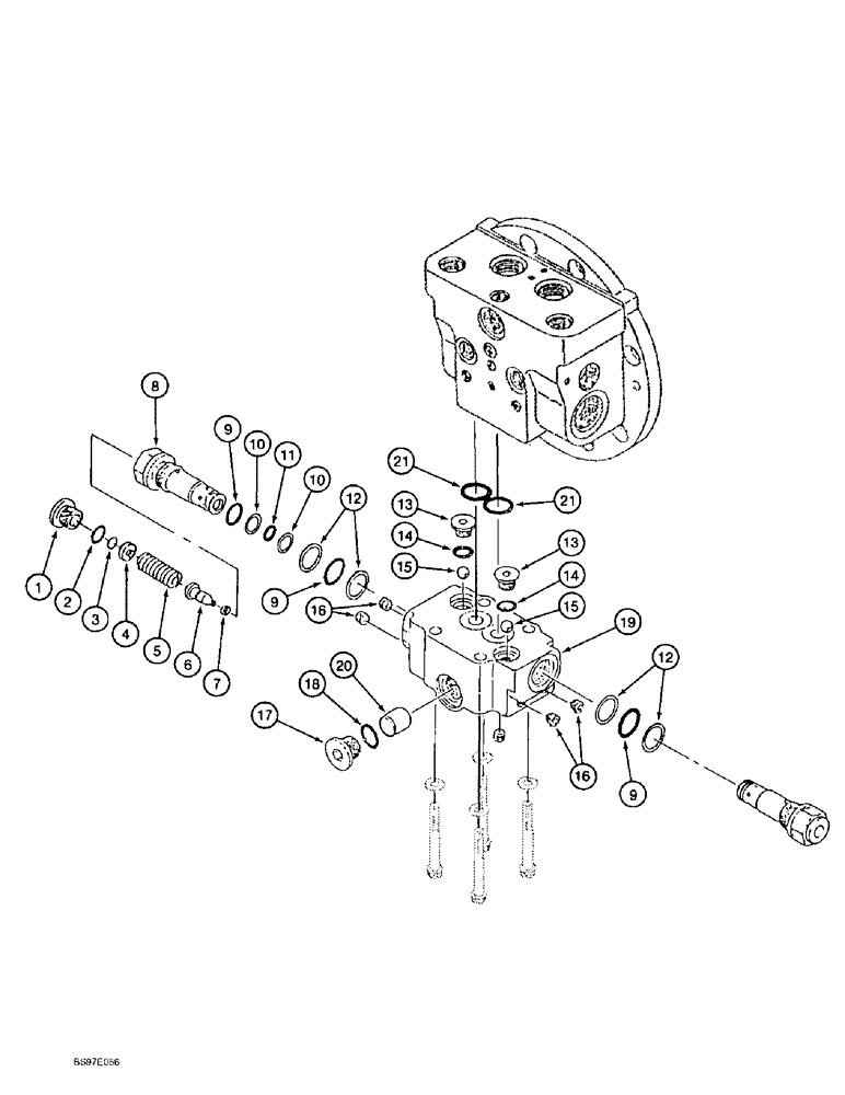 Схема запчастей Case 9010B - (6-018) - TRACK DRIVE MOTOR, CONTROL VALVE ASSY,STD MODELS PIN DAC0101222 & AFT,ALL SPECIAL APPLICATION MODELS (06) - POWER TRAIN