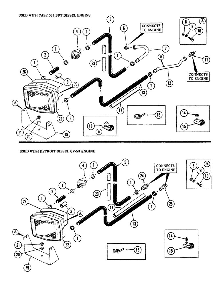 Схема запчастей Case 50 - (308) - HEATER, HOSES AND ATTACHING PARTS, (USED ON UNITS WITH SN. 6280259 AND AFTER)(SN.6279926 & AFTER) (50) - CAB CLIMATE CONTROL