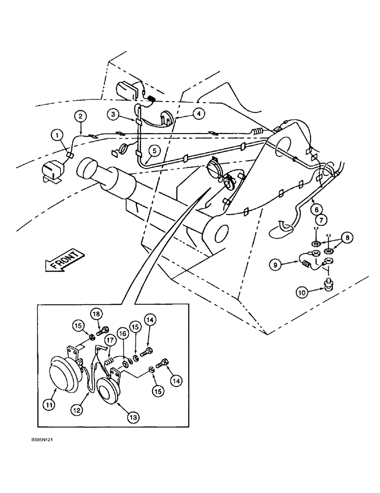 Схема запчастей Case 9010 - (4-08) - ELECTRICAL SYSTEM, HORNS, WIRING AND MOUNTING (04) - ELECTRICAL SYSTEMS