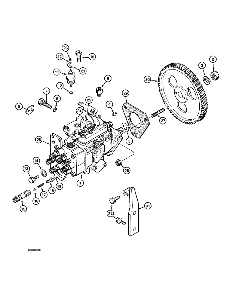 Схема запчастей Case 9030B - (3-20) - FUEL INJECTION PUMP AND DRIVE, 6T-590 ENGINE, PRIOR TO P.I.N. DAC03#2001 (03) - FUEL SYSTEM