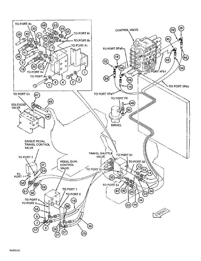 Схема запчастей Case 9060B - (8-084) - TRAVEL CONTROL LINE, EAC0601027 & AFTER (08) - HYDRAULICS