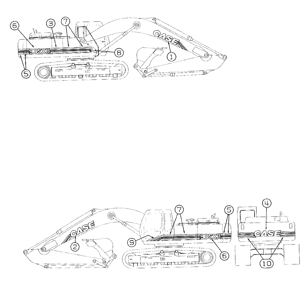 Схема запчастей Case 9050B - (9-144) - DECALS, MODEL IDENTIFICATION AND STRIPING (09) - CHASSIS/ATTACHMENTS