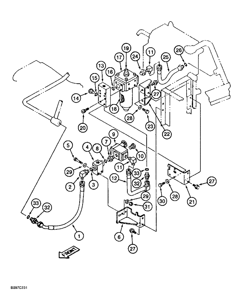 Схема запчастей Case 9030B - (8-098) - DOUBLE ACTION AUX EQUIPMENT OPTION, FILTER/RELIEF VAVLE CIRCUITS, STD MODELS PIN DAC0301369 & AFTER (08) - HYDRAULICS