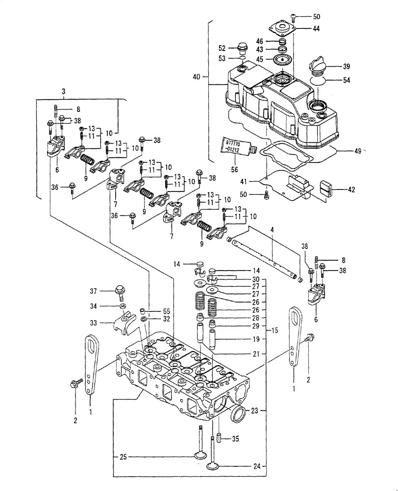 Схема запчастей Case CX22B - (ENGINE-04[1]) - CYLINDER HEAD & BONNET (10) - ENGINE