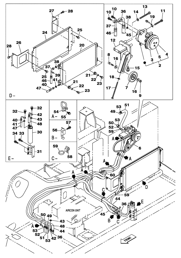 Схема запчастей Case CX250C - (09-019[00]) - CAB AIR CONDITIONING - FRAME (09) - CHASSIS/ATTACHMENTS