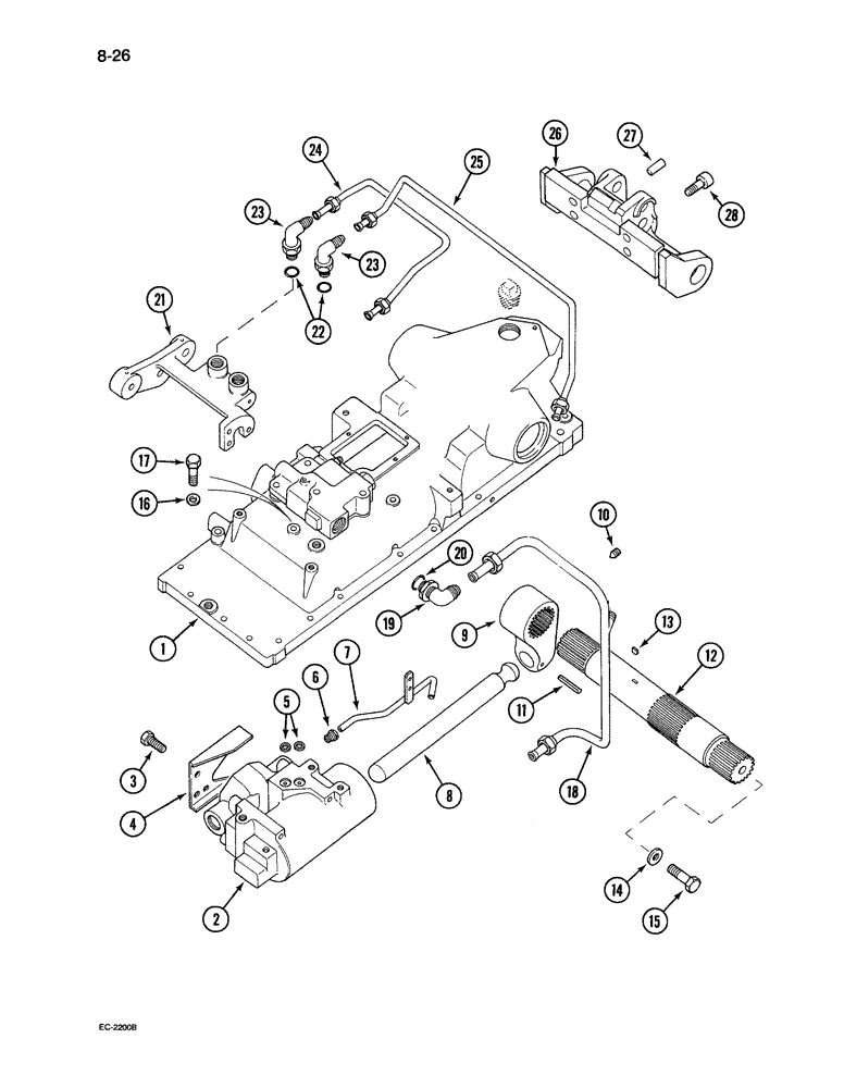 Схема запчастей Case 380B - (8-26) - DRAFT CONTROL (08) - HYDRAULICS