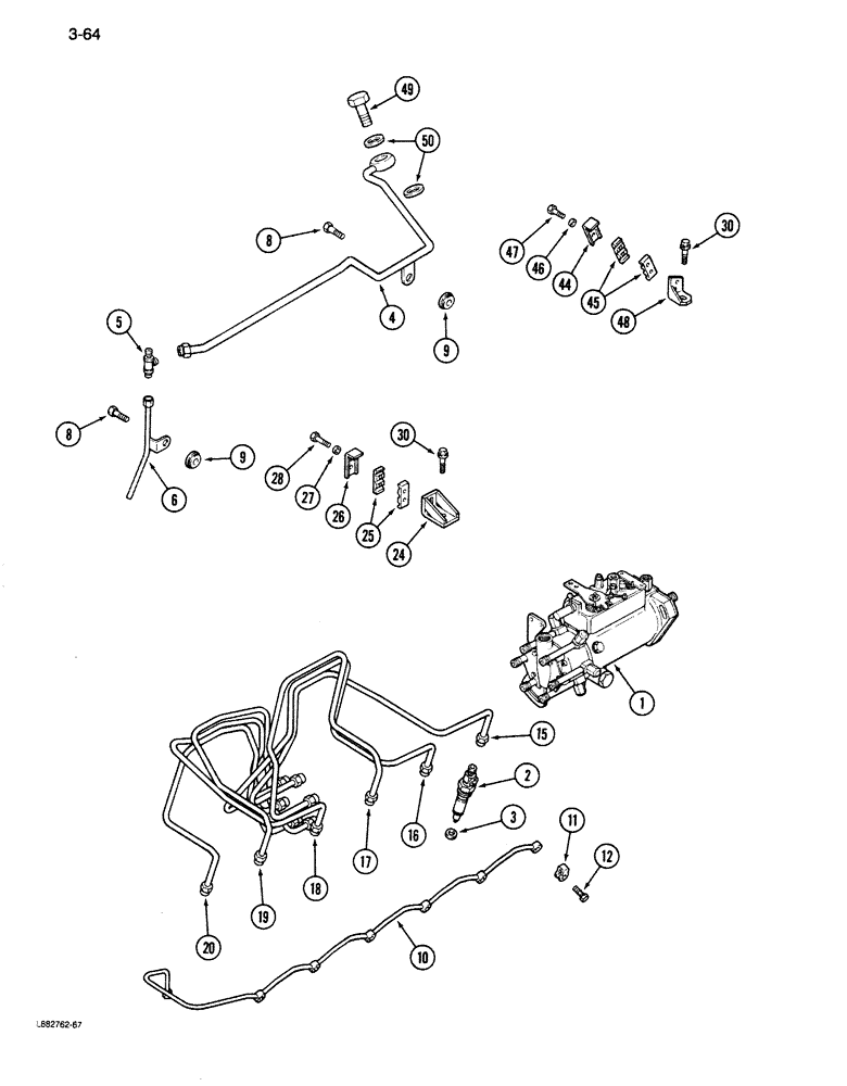 Схема запчастей Case 680K - (3-64) - FUEL INJECTION SYSTEM, 6-590 ENGINE (03) - FUEL SYSTEM