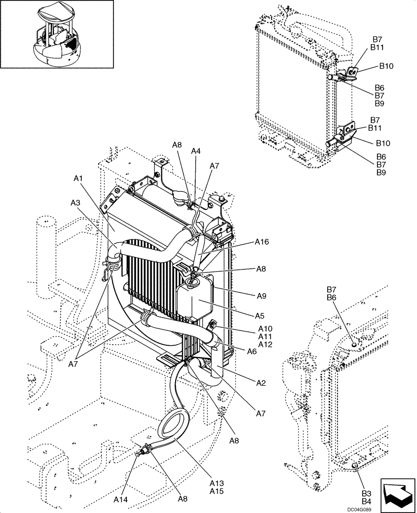 Схема запчастей Case CX36B - (030-01[1-02]) - RADIATOR (10) - ENGINE