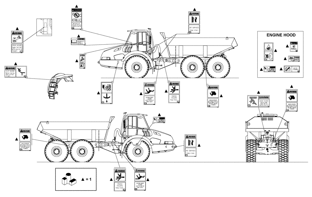 Схема запчастей Case 330B - (98A00000873[001]) - KIT, WARNING DECAL ( U.S.A) (87566241) (13) - Electrical System / Decals